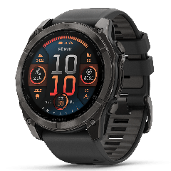 fēnix® 8 Pro – 51 mm, MicroLED, Sapphire, Carbon Grey DLC-titanium med sort/Pebble Grey silikonerem 3