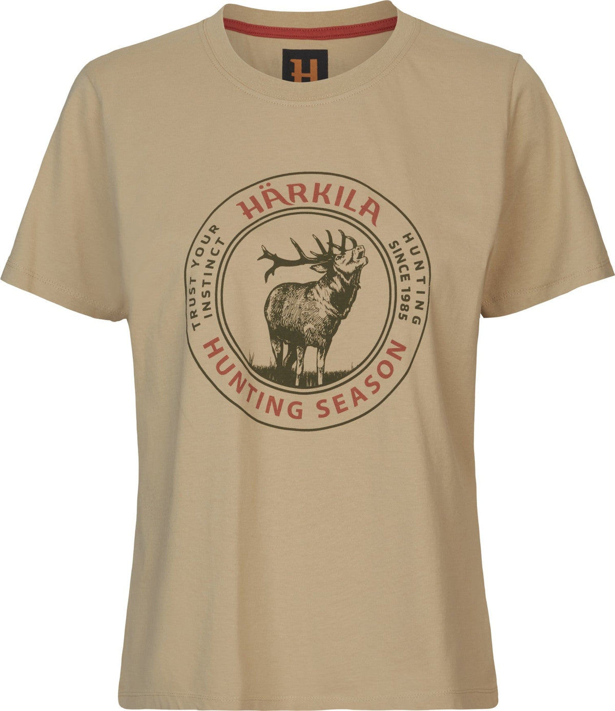 Stag Badge Kurzarm T-Shirt Damen Sand - Härkila