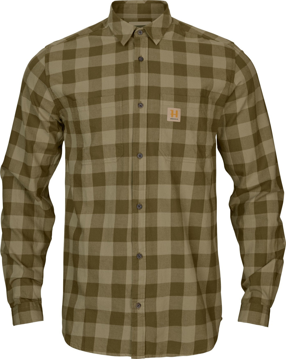 Skandinavisches Langarm-Hemd Dark olive check - Härkila