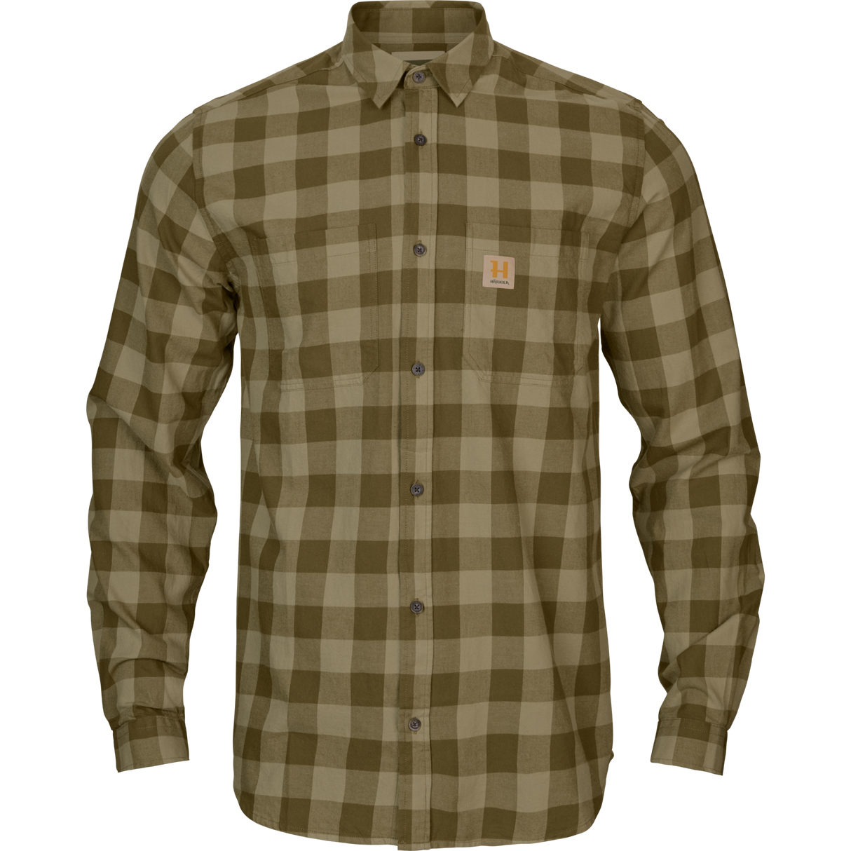 Skandinavisches Langarm-Hemd Dark olive check - Härkila