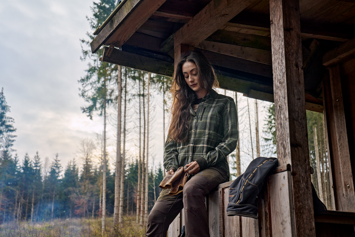Pajala L/S Hemd Damen – Olive check – Härkila