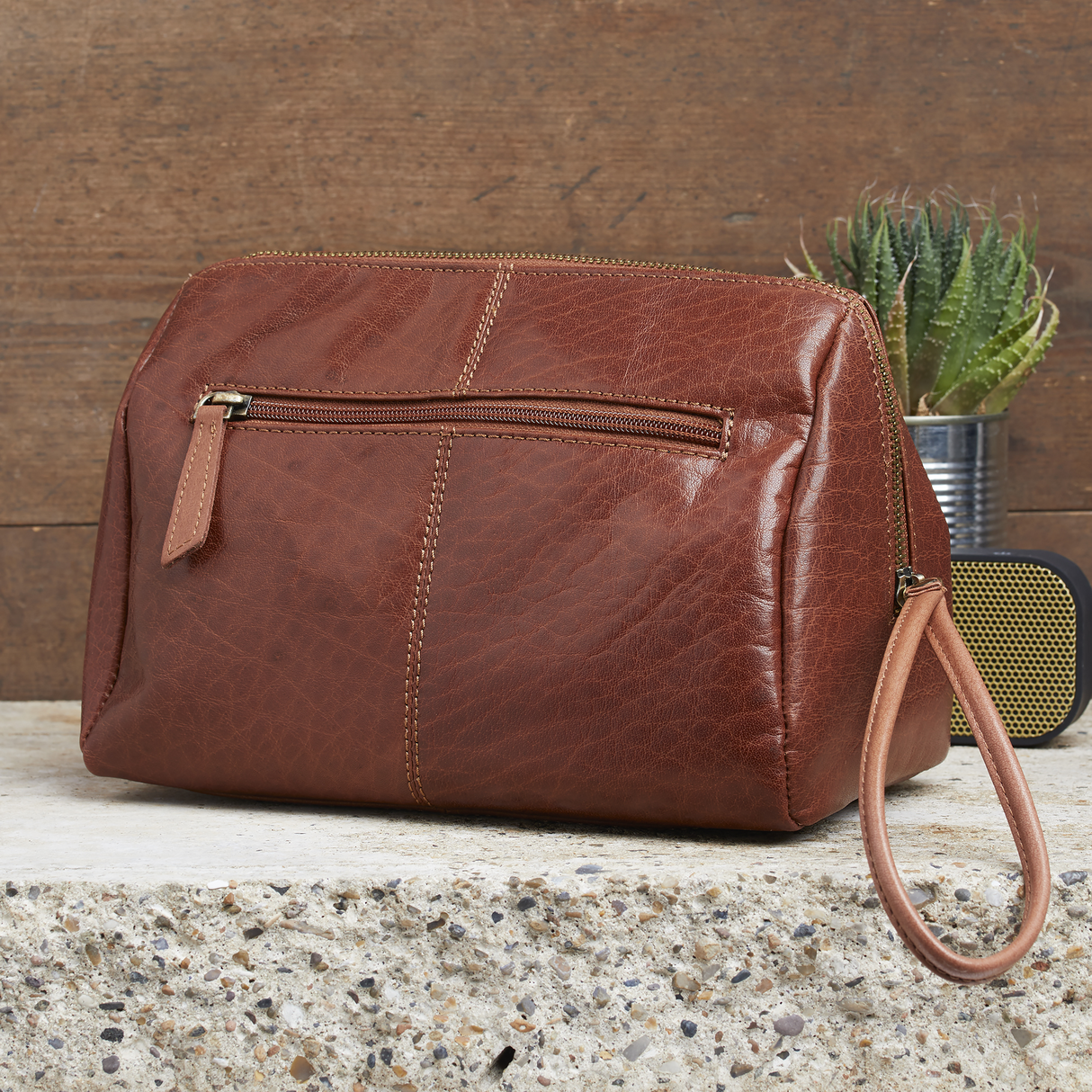 Leder-Kulturtasche Hellbraun - Corium