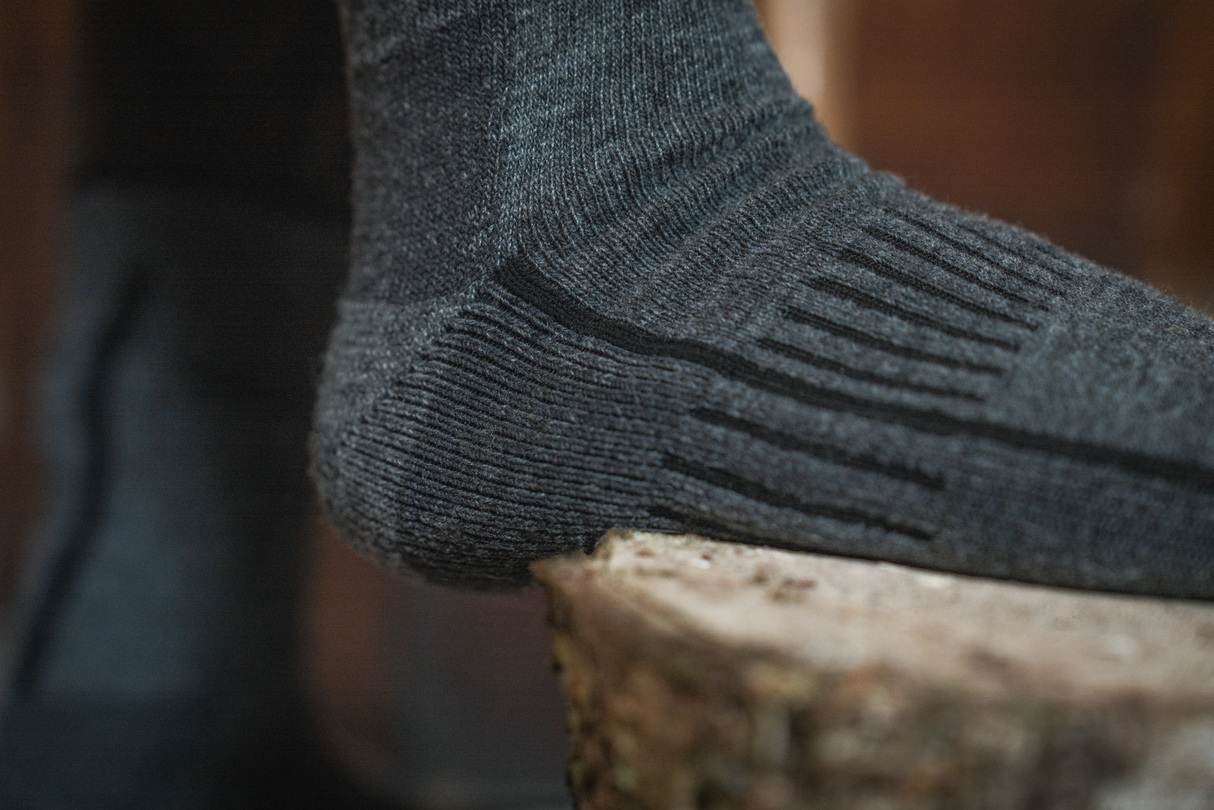 Heavy Field Merino-Socken Grau/Melange/Schwarz