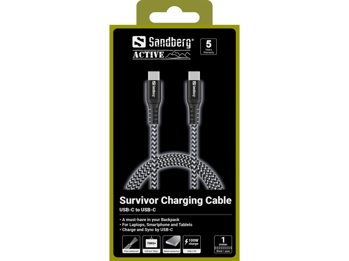 Survivor USB-C-auf-USB-C-Ladekabel - Sandberg