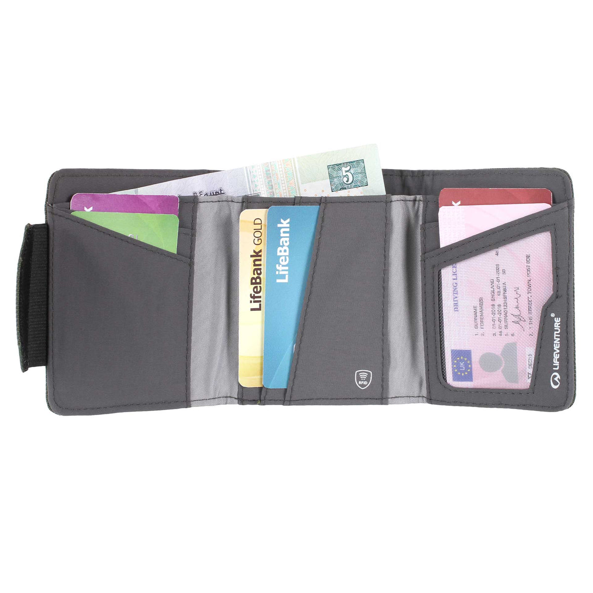 RFID Geldbörse, recycelt, Grau – Life Venture