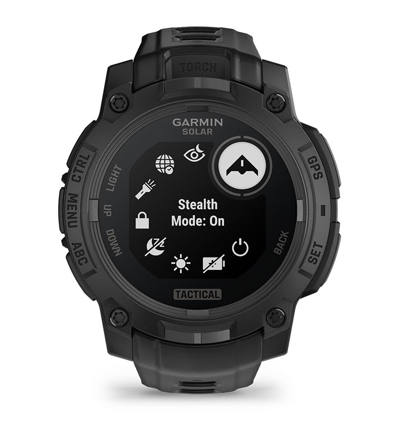 Instinct® 3 – 45 mm, Solar, Tactical Edition, Schwarz mit schwarzem Armband – Garmin