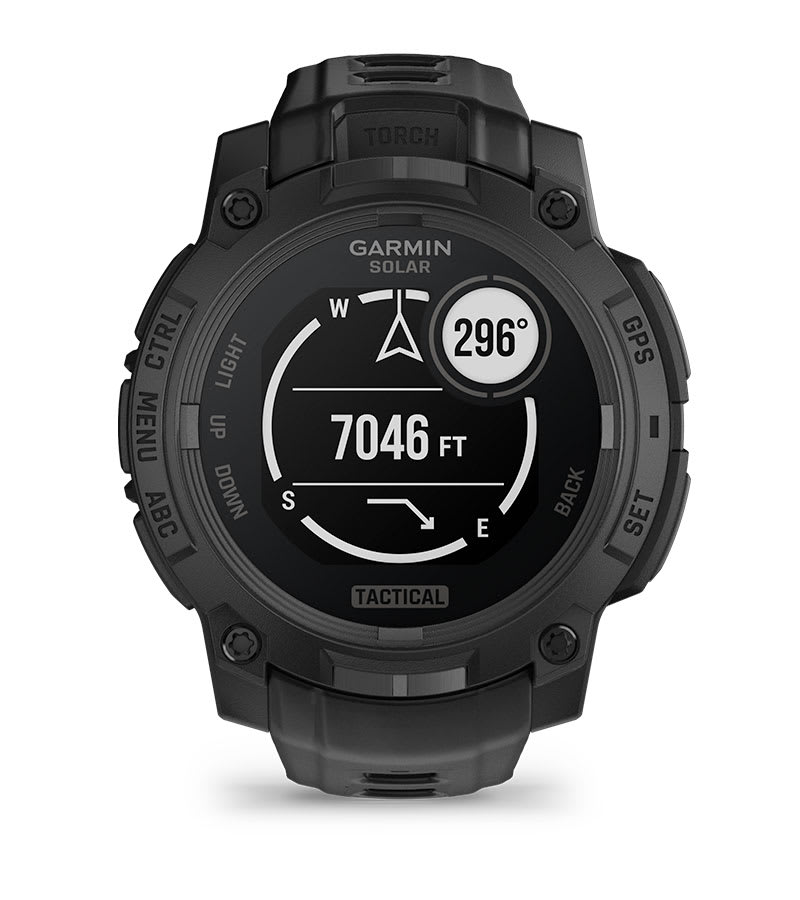 Instinct® 3 – 45 mm, Solar, Tactical Edition, Schwarz mit schwarzem Armband – Garmin
