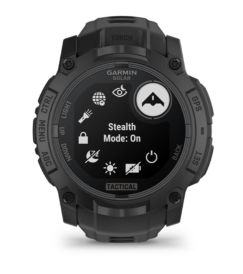 Instinct® 3 – 50 mm, Solar, Tactical Edition, Schwarz mit Schwarzem Armband – Garmin