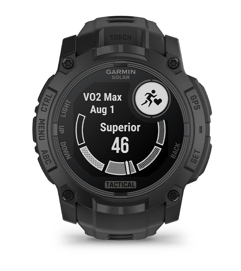 Instinct® 3 – 50 mm, Solar, Tactical Edition, Schwarz mit Schwarzem Armband – Garmin