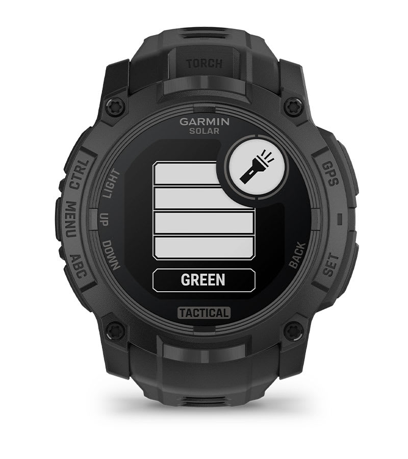 Instinct® 3 – 50 mm, Solar, Tactical Edition, Schwarz mit Schwarzem Armband – Garmin