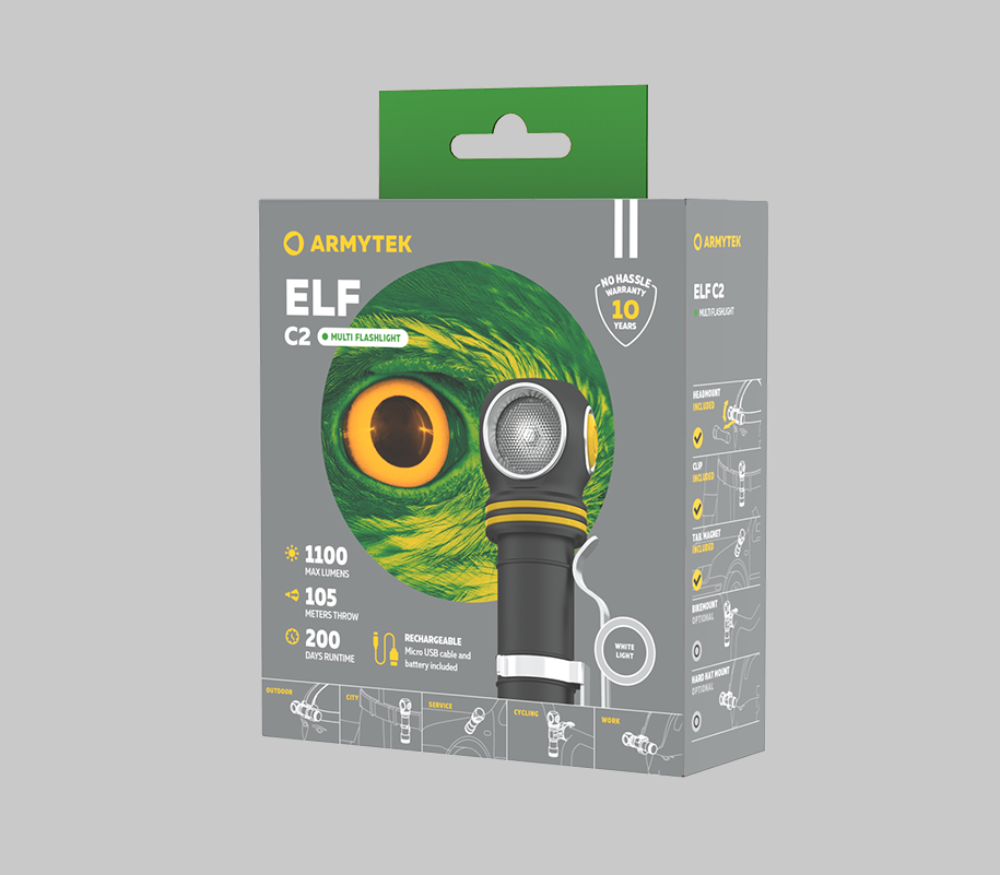 Elf C2 Micro USB - Weiß - 1100 lm - TIR 70°:120° - Armytek