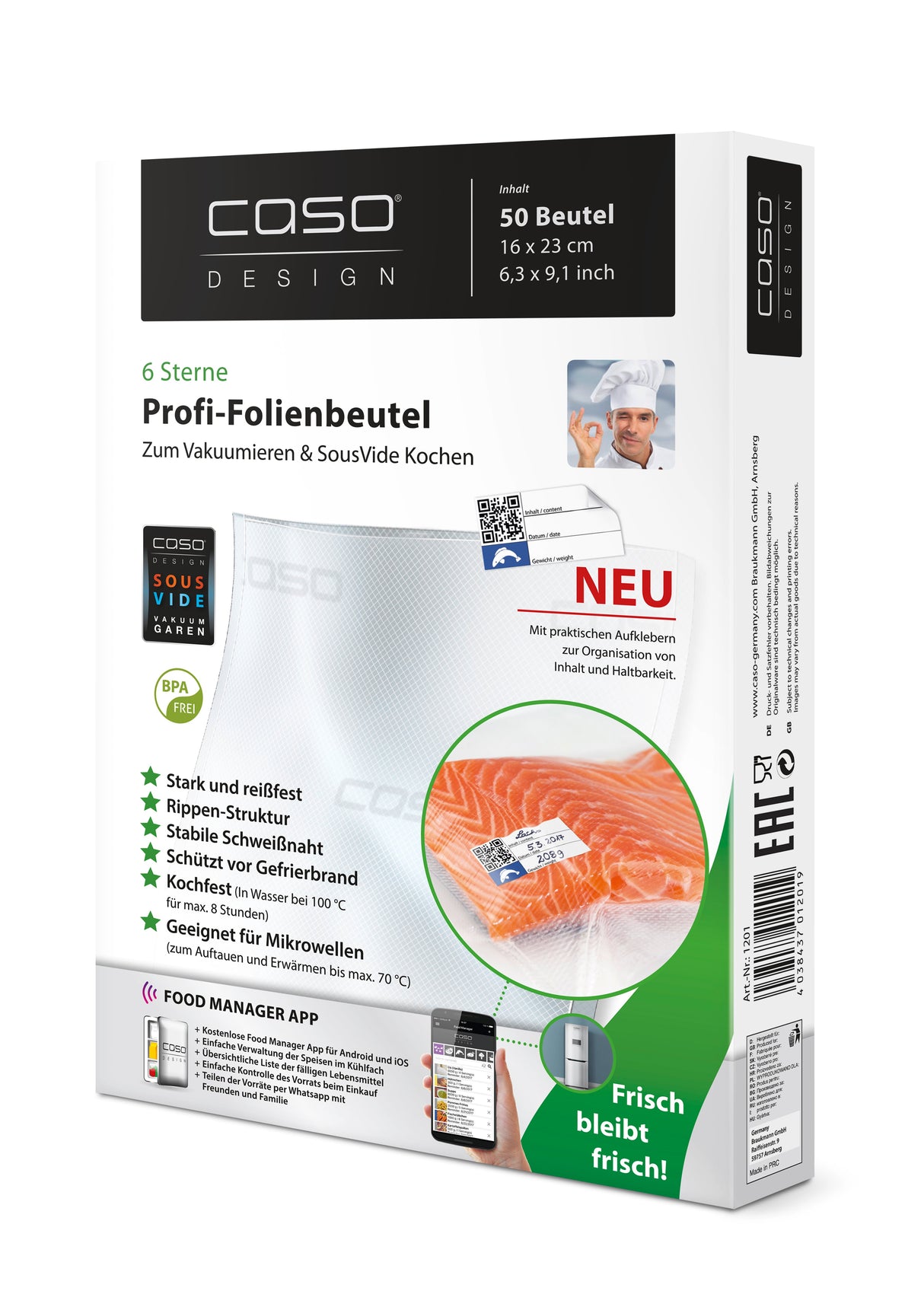Vakuumierbeutel 30 x 40 cm, 50 Stk. - 150 my – Caso