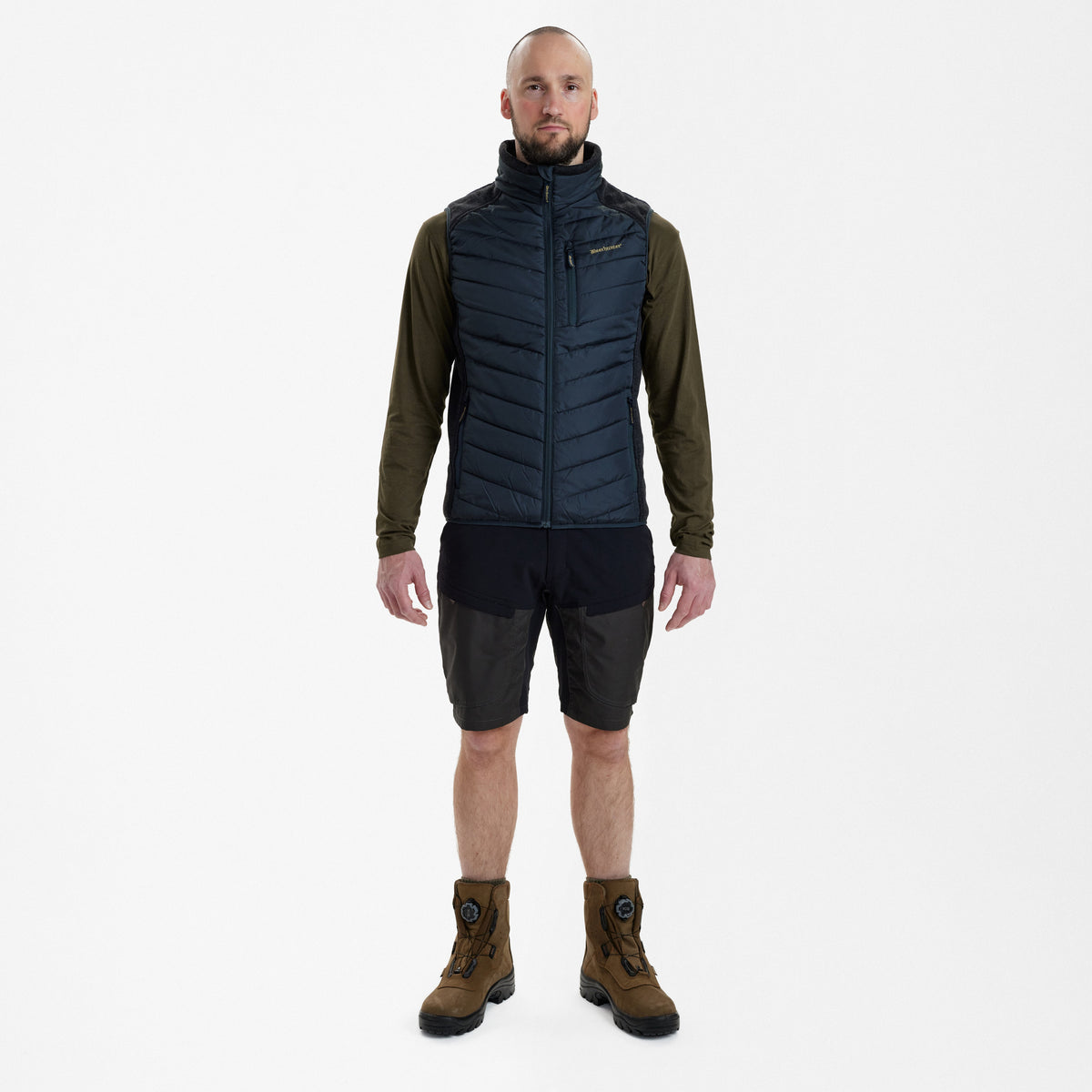 Moor Gesteppte Weste mit Strick - Blau - Deerhunter