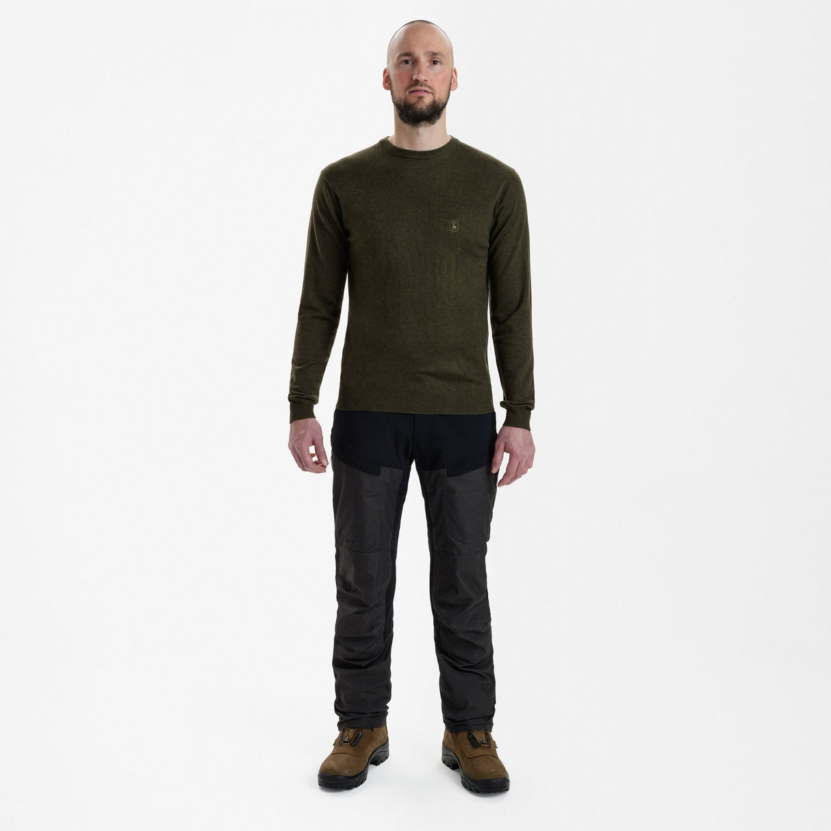 Kingston Strickpullover mit Rundhalsausschnitt - Green Melange – Deerhunter