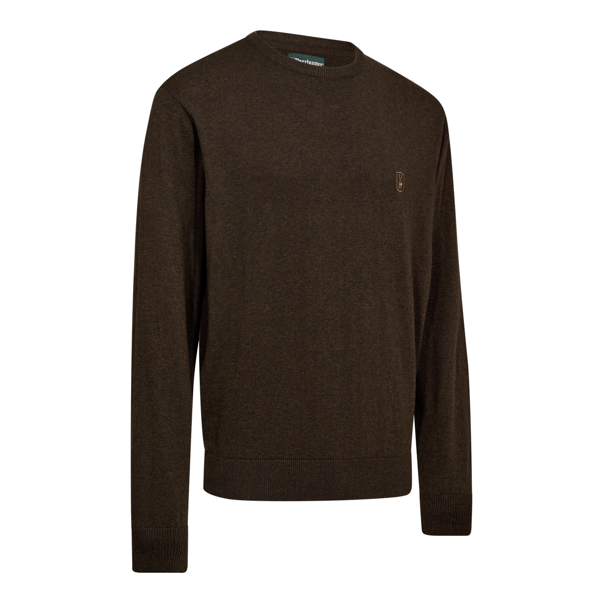 Harrington Strickpullover mit Rundhalsausschnitt – Brown Melange – Deerhunter