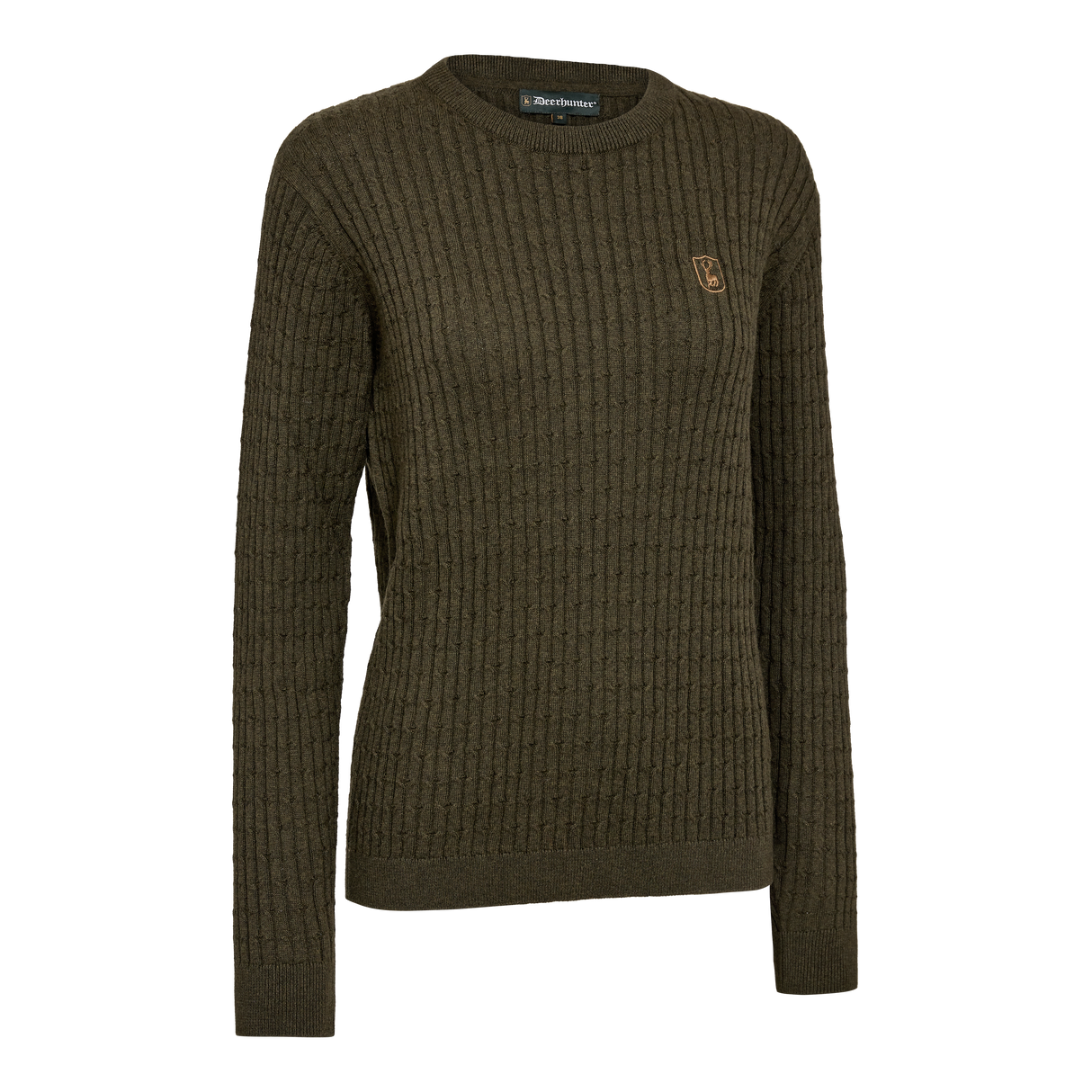 Damen Harrington Zopfmusterstrickpullover - Forest Ember Melange – Deerhunter