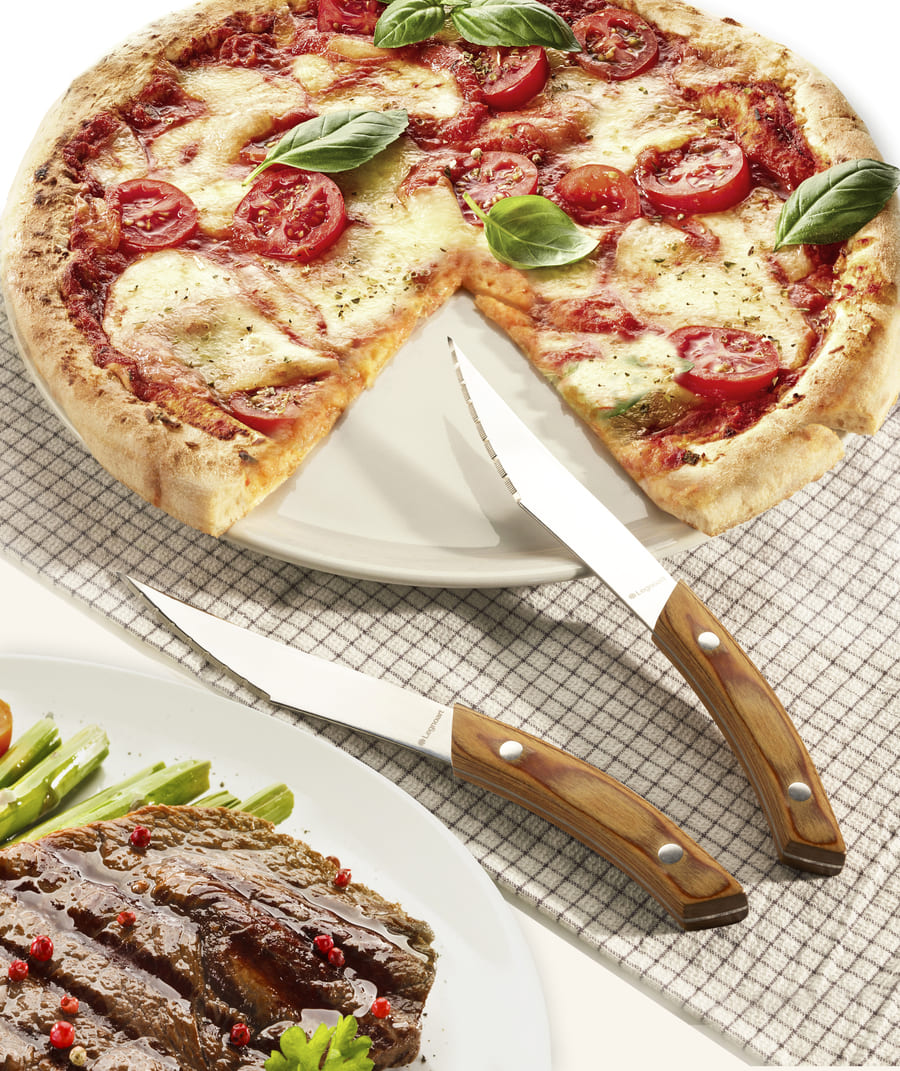 NAPOLI Pizza- und Steakmesserset 4 Stück Heller Griff - Legnoart
