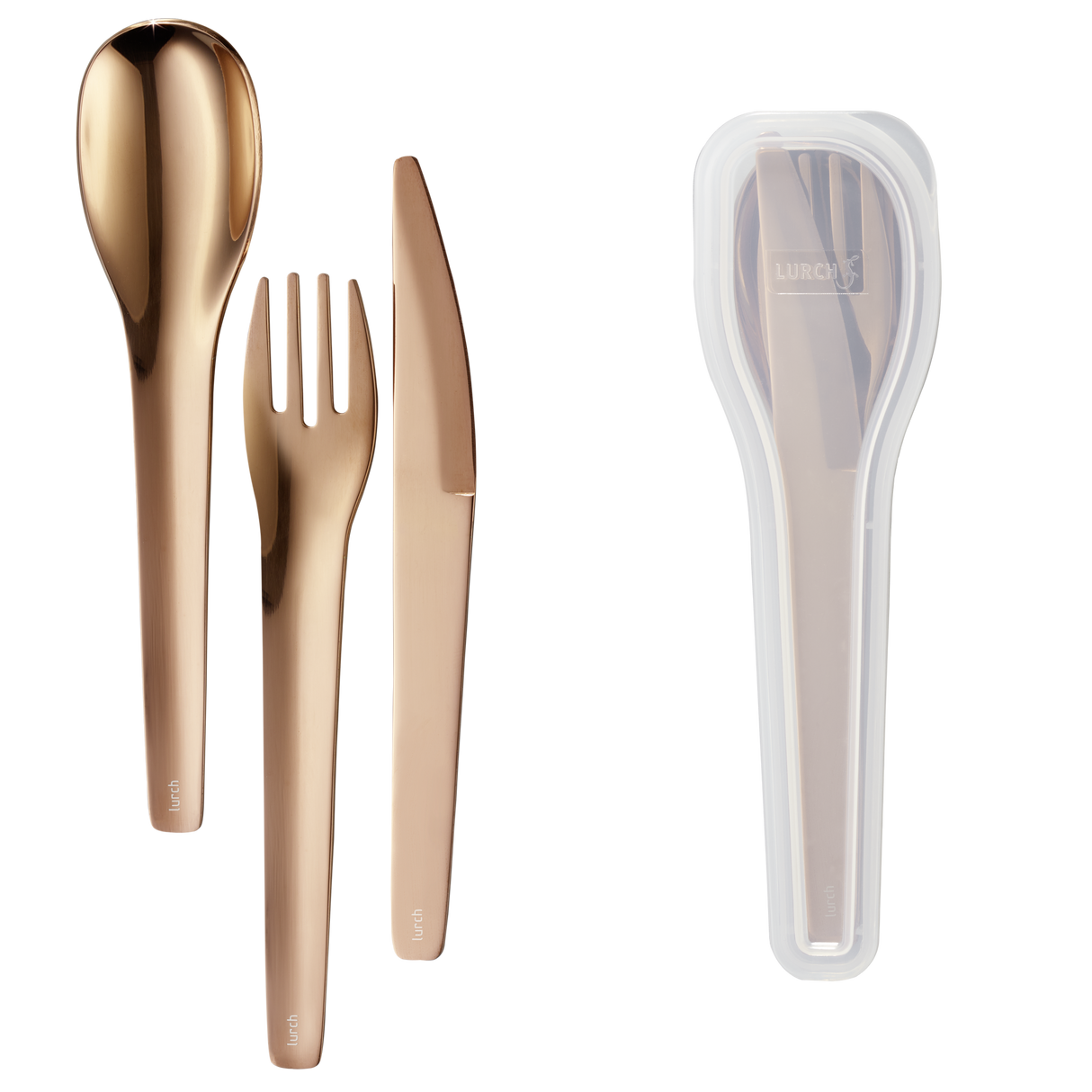 Besteckset To-Go rostfrei - Stahl / Bronze mit Aufbewahrungsbox - Lurch