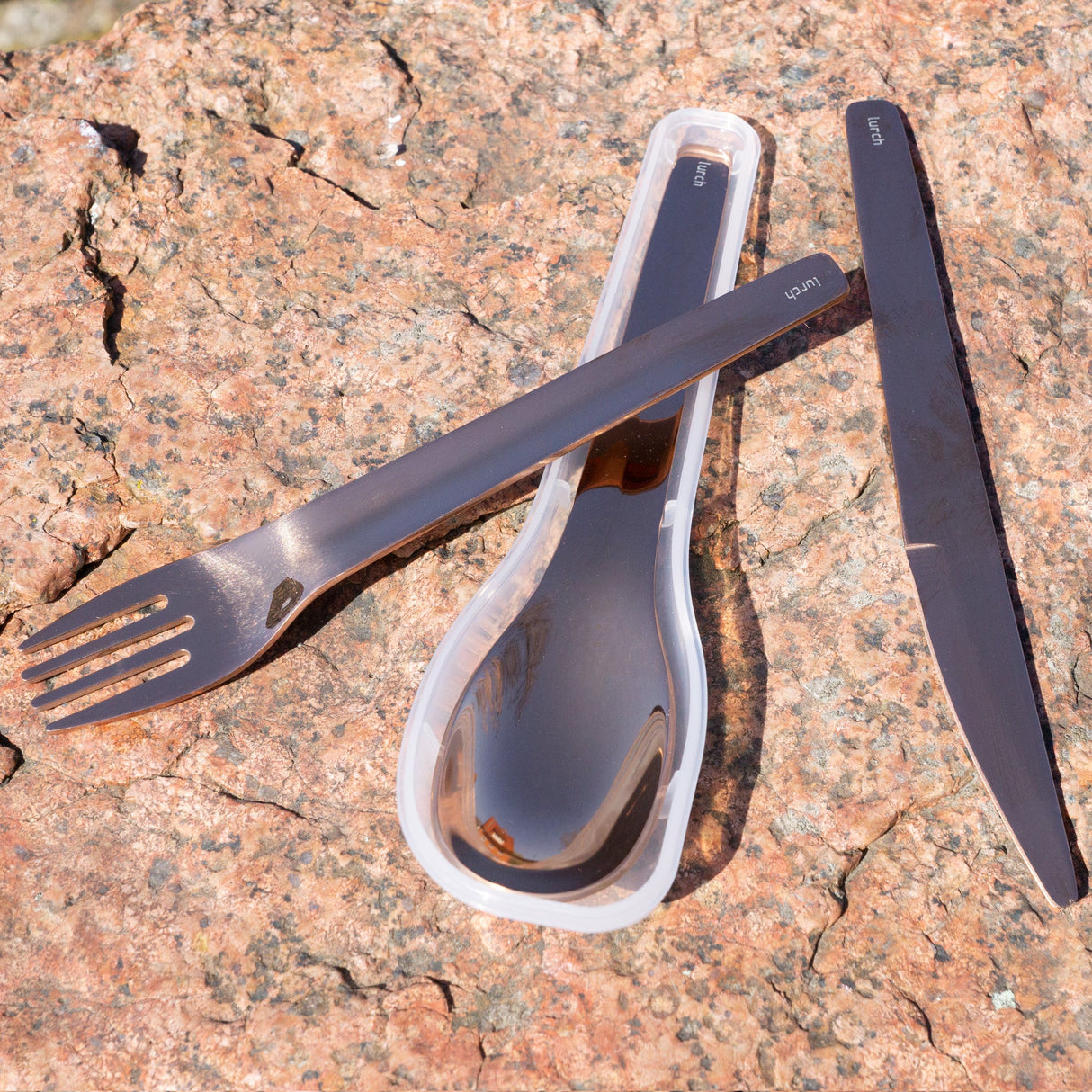 Besteckset To-Go rostfrei - Stahl / Bronze mit Aufbewahrungsbox - Lurch