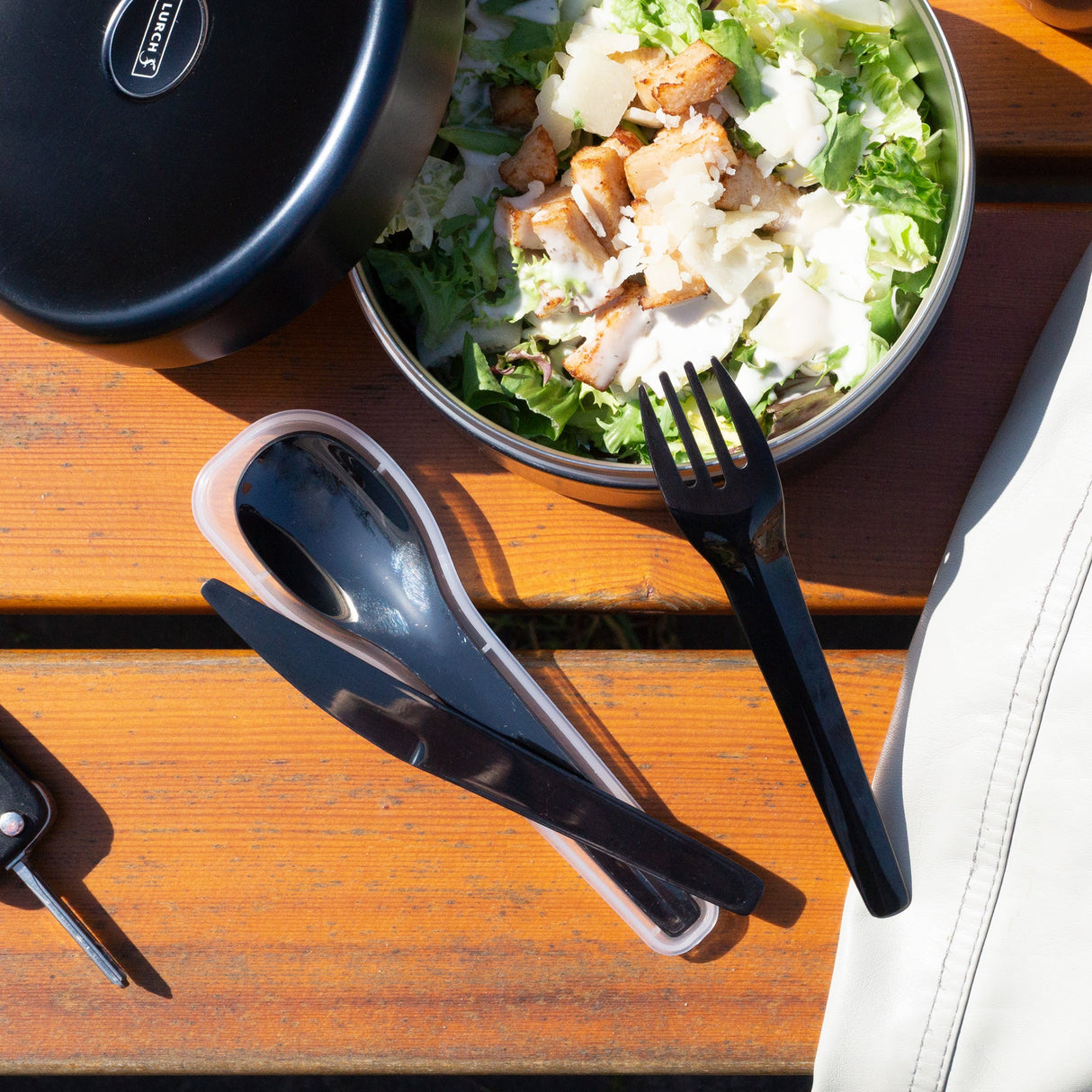Rostfreies Besteckset To-Go Stahl/Anthrazit mit Aufbewahrungsbox - Lurch