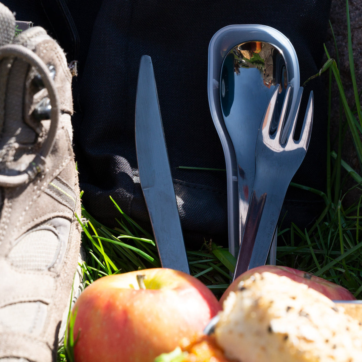Rostfreies Besteckset To-Go Stahl/Anthrazit mit Aufbewahrungsbox - Lurch