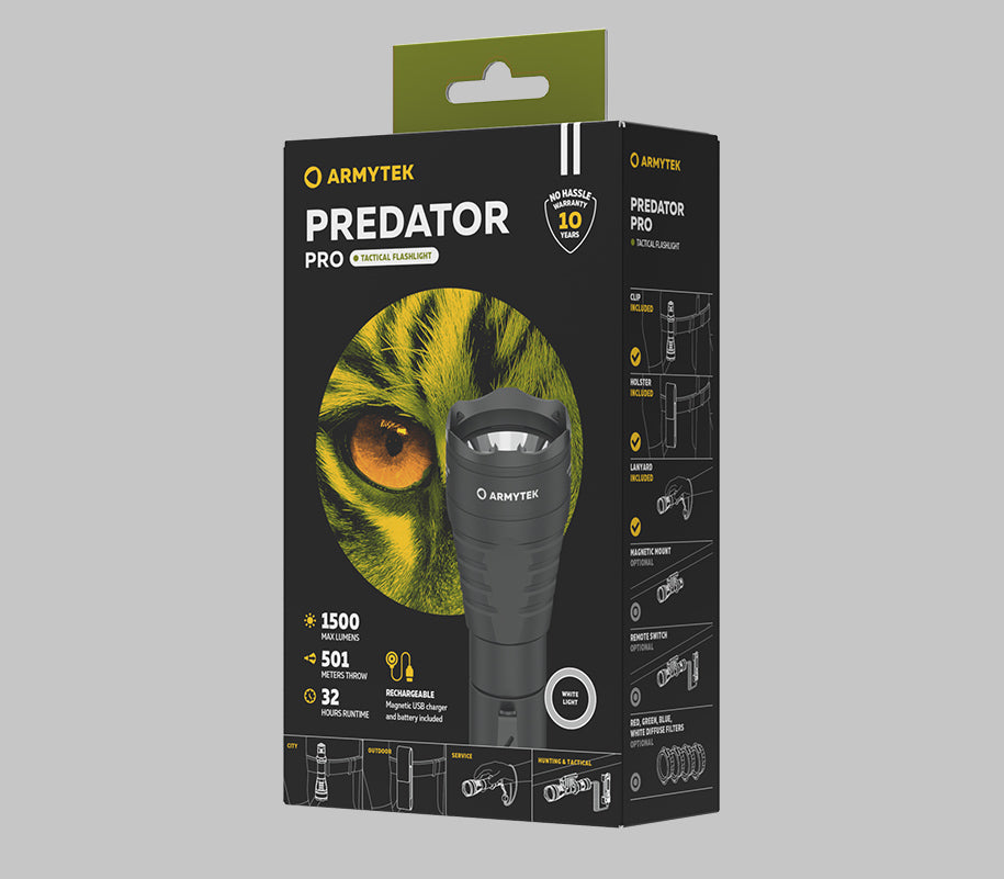 Predator Pro Magnet USB - Weiß - 1500 lm - 5°:40° - Armytek