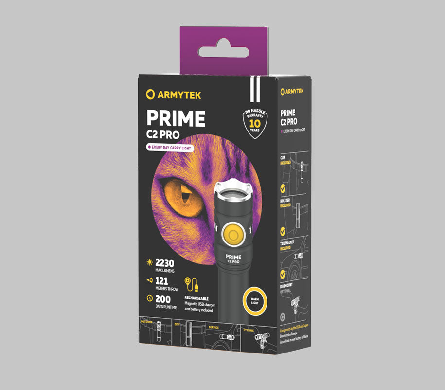 Prime C2 Pro Magnet-USB - Warmweiß / 2230 lm / TIR 70°:120° / 1x18650 (inkl.) - Armytek