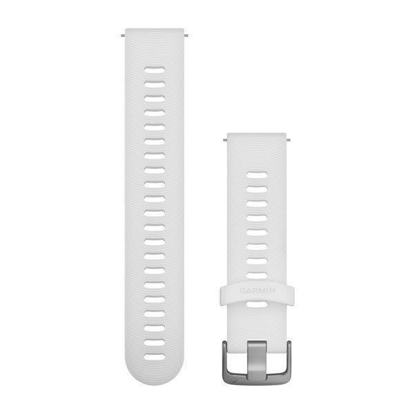 Quick Release-Armbänder (20 mm), Weißes Silikonarmband, Edelstahl-Hardware – Garmin