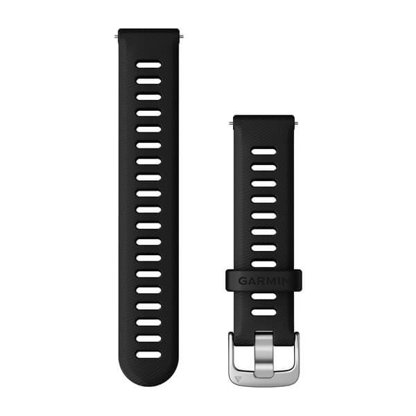 Quick Release Armbänder (18 mm), Schwarz, Silberfarbene Hardware – Garmin