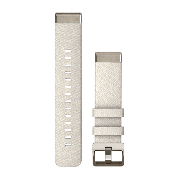 QuickFit® 20 Uhrenarmbänder, Creme meliert Nylon, Soft Gold Hardware – Garmin