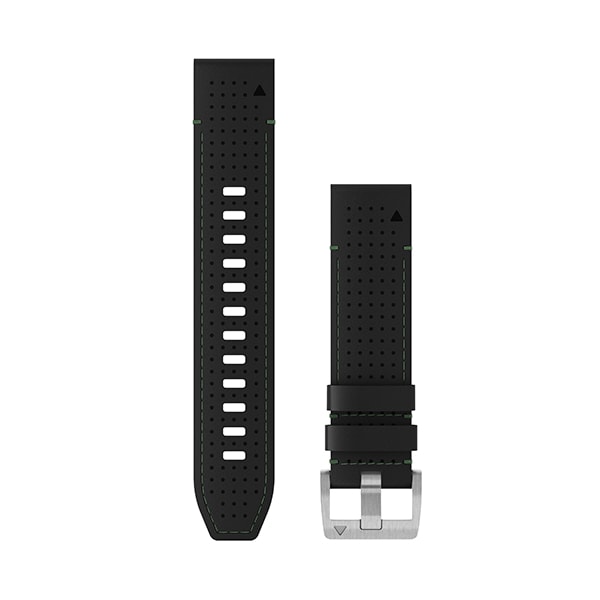 QuickFit® 22 Uhrenarmbänder, Leder/FKM-Hybridarmband, Schwarz/Grün – Garmin