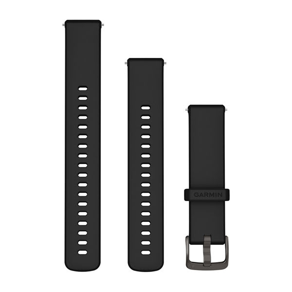 Quick Release-Armbänder (18 mm), Schwarzes Silikon, Slate-Hardware – Garmin