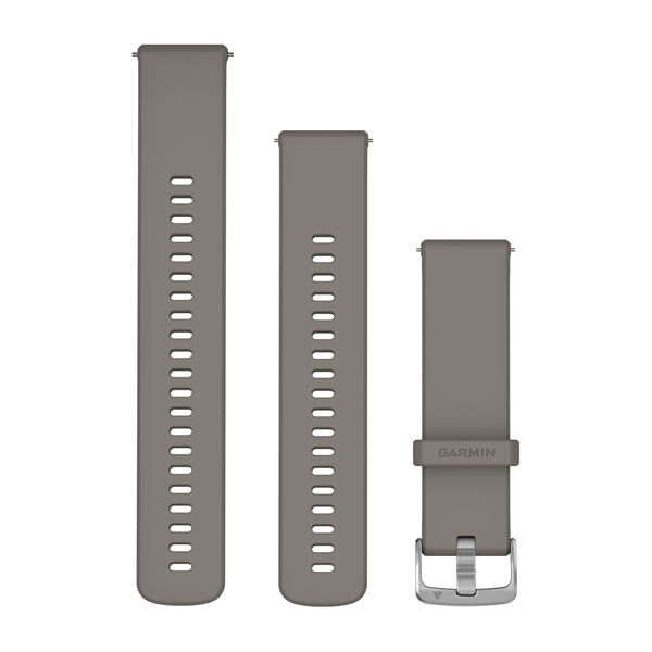 Quick Release Armbänder (22 mm), Silver Grey Silikon, Silberfarbene Hardware – Garmin