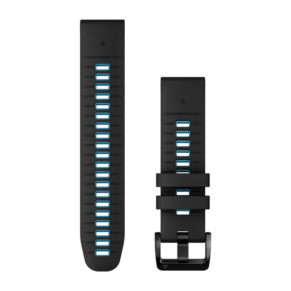 Quickfit 22 mm Uhrenarmbänder, Schwarz/Cirrus Blue Silikon – Garmin