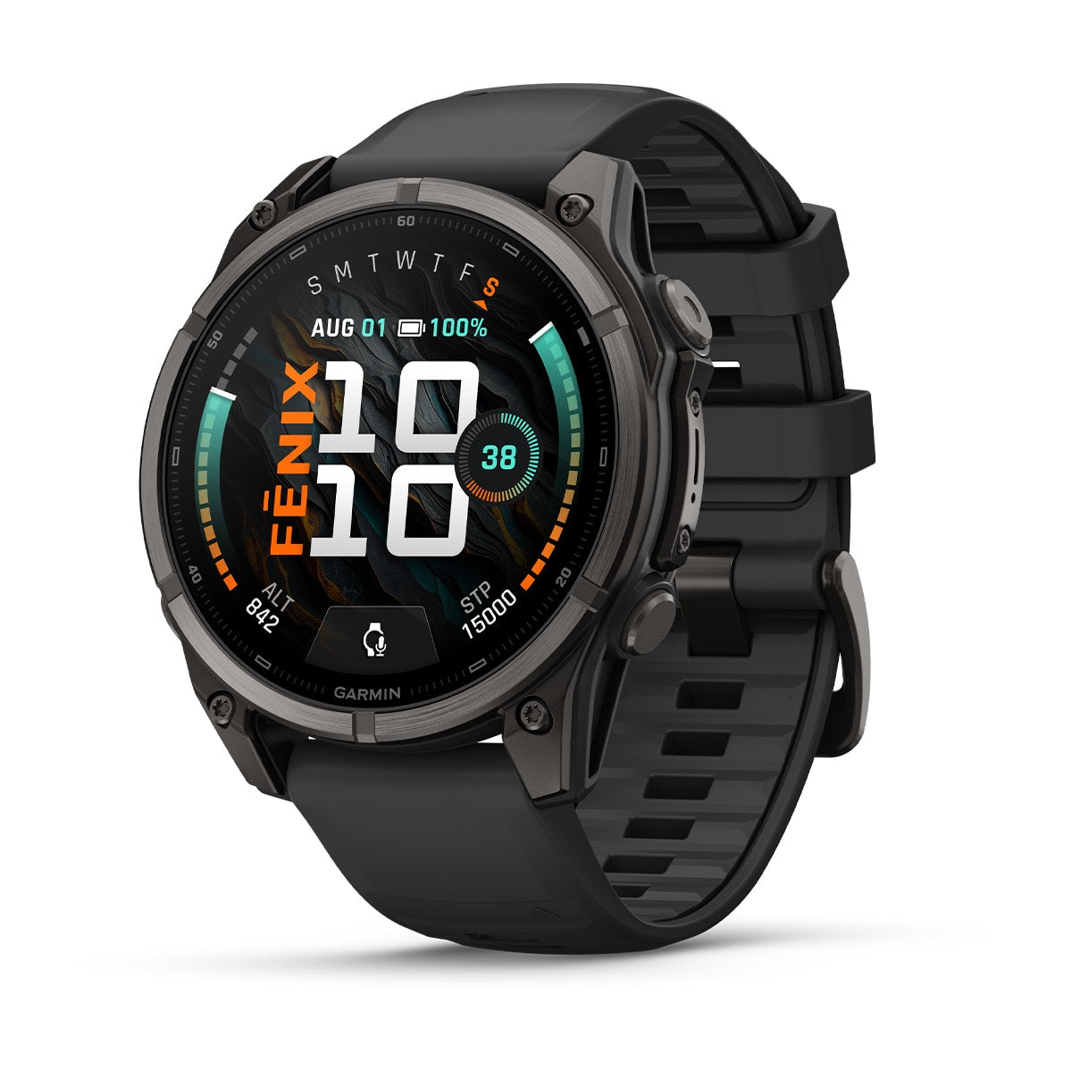 fēnix® 9 – 47 mm, AMOLED, Sapphire, Carbon Grey DLC-Titanium mit Schwarz Silikonarmband – Garmin