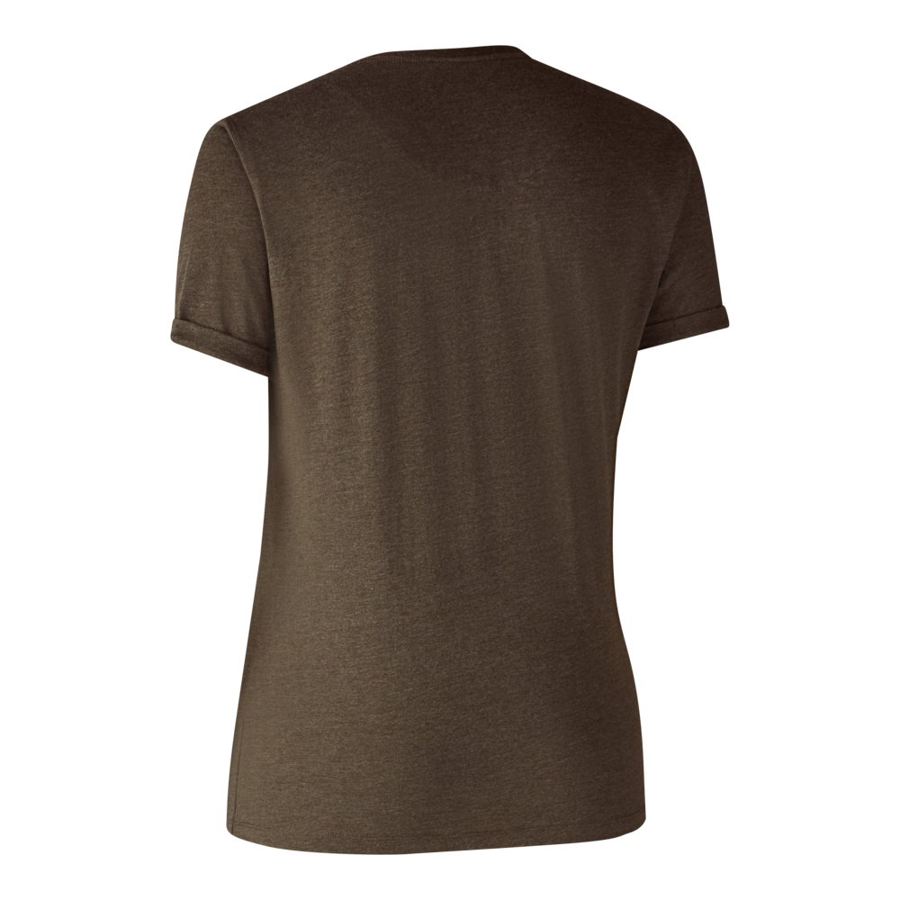 Damen Basis 2-Pak T-Shirt Braun Leaf Melange - Deerhunter