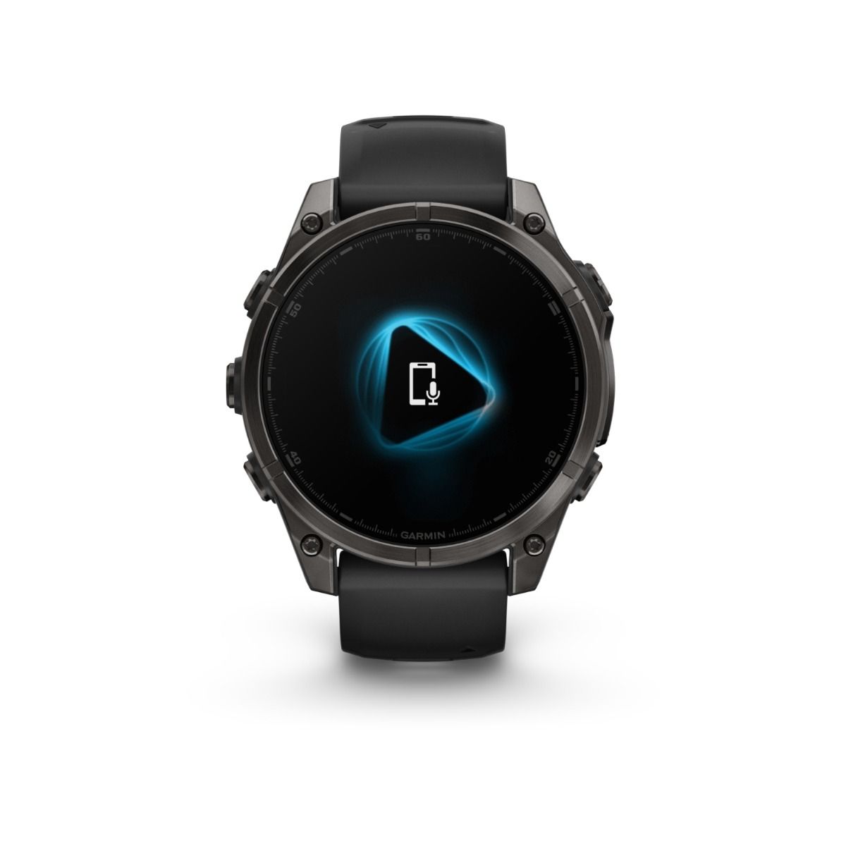 fēnix® 8 – 47 mm, AMOLED, Saphir, Carbon Grey DLC-Titan mit Schwarz/Pebble Grey Silikonarmband – Garmin