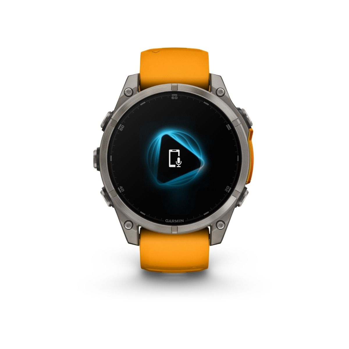 fēnix® 8 – 47 mm, AMOLED, Saphir, Titan mit Spark Orange/Graphite Silikonarmband – Garmin