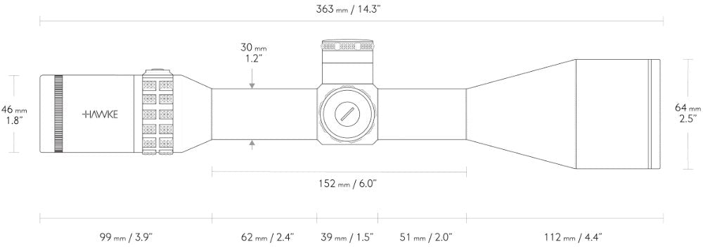Sidewinder 30 SF - 6-24x56 20x Half Mil - Hawke