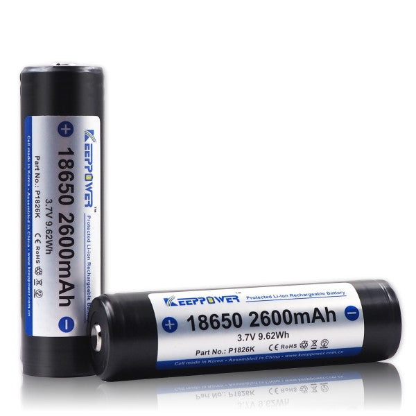 18650 KeepPower 2600mAh Protected Li-Ion Akku 3,7V - 2 PACK