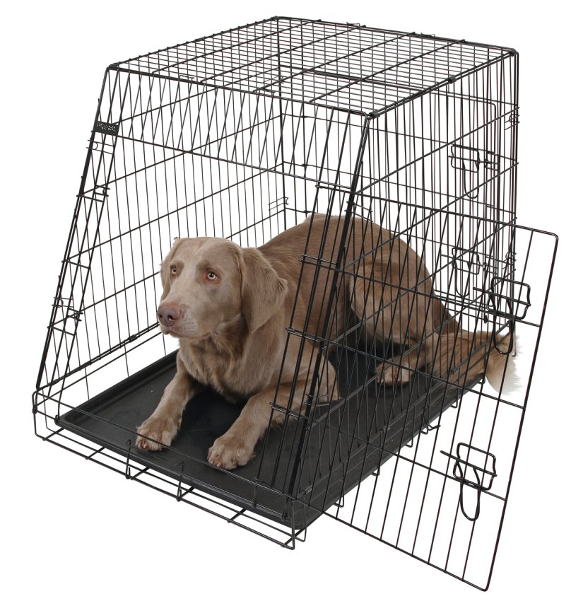 Hundebox aus Stahl, zusammenklappbar, schräg – 76x54x64cm – Kerbl
