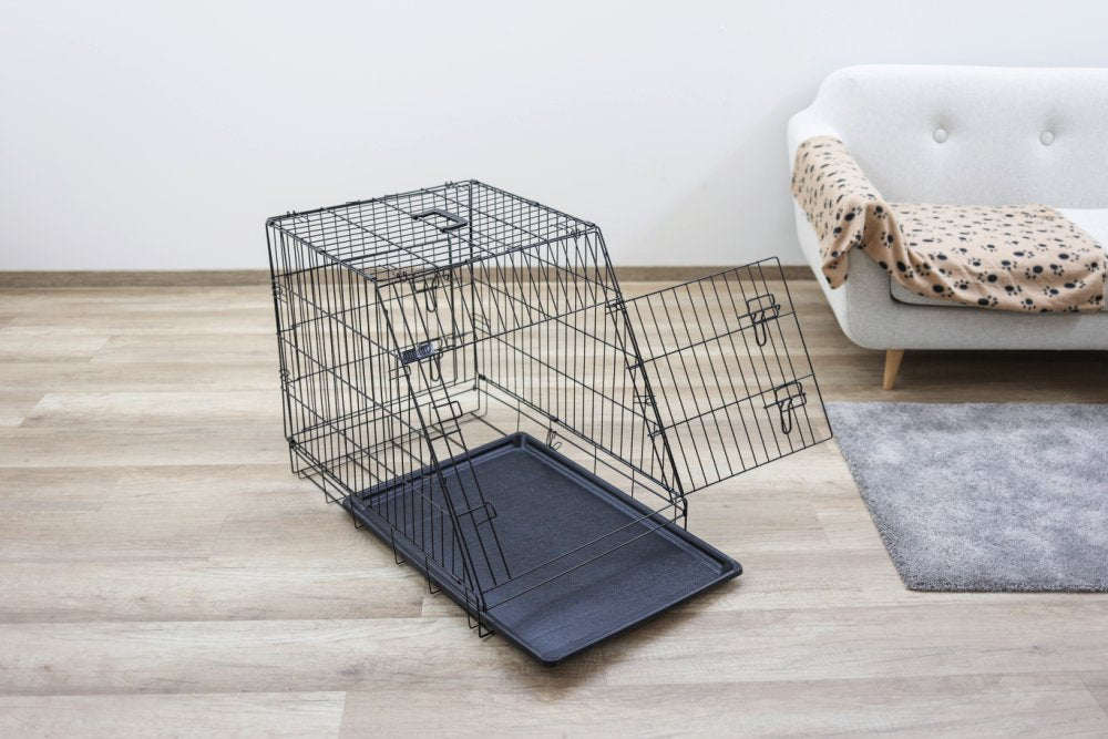 Hundebox aus Stahl, klappbar, abgeschrägt – 92x63x74 cm – Kerbl