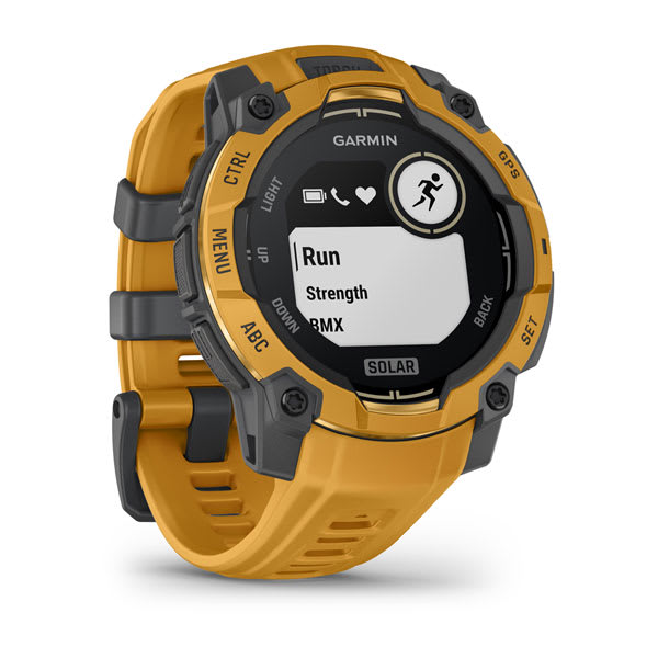 Instinct® 3 – 45 mm, Solar, Sunburst mit Sunburst/Grauem Armband – Garmin