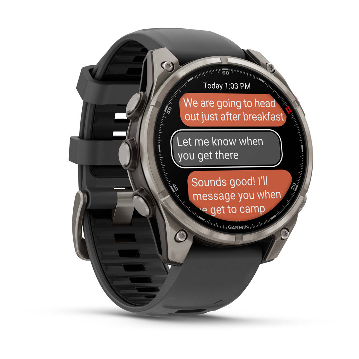 fēnix® 8 Pro – 47 mm, AMOLED, Sapphire, Titan mit Silikonarmband in Graphite/Schwarz – Garmin