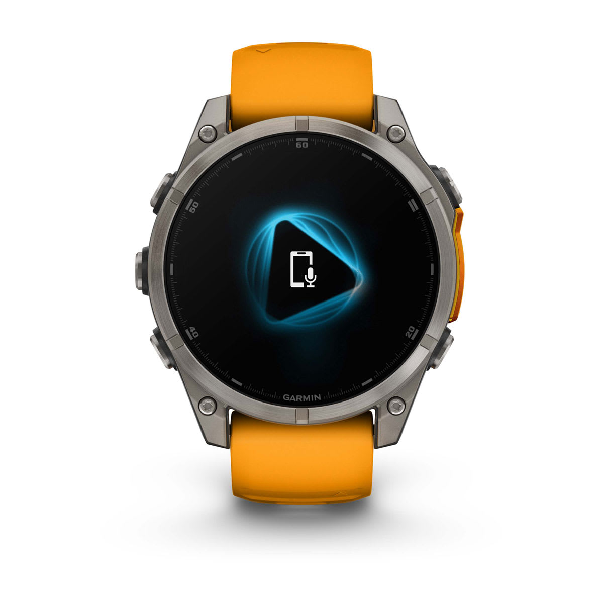 fēnix® 8 – 47 mm, AMOLED, Saphir, Titan mit Spark Orange/Graphite Silikonarmband – Garmin