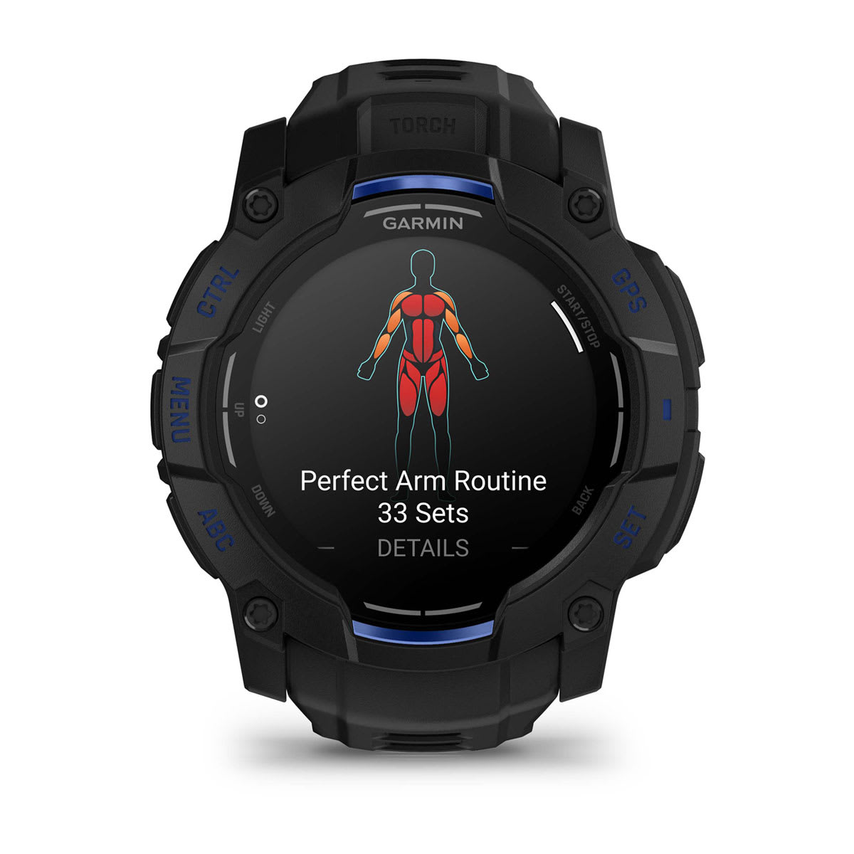 Instinct® 3 – 50 mm, AMOLED, Schwarz mit Schwarz/Bolt Blue Armband – Garmin