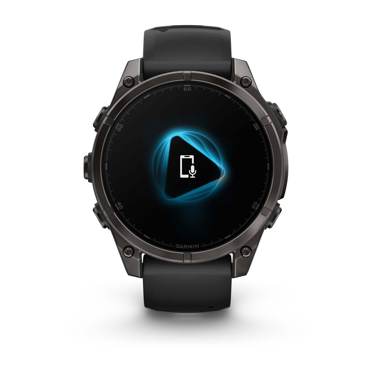 fēnix® 8 – 47 mm, AMOLED, Saphir, Carbon Grey DLC-Titan mit Schwarz/Pebble Grey Silikonarmband – Garmin