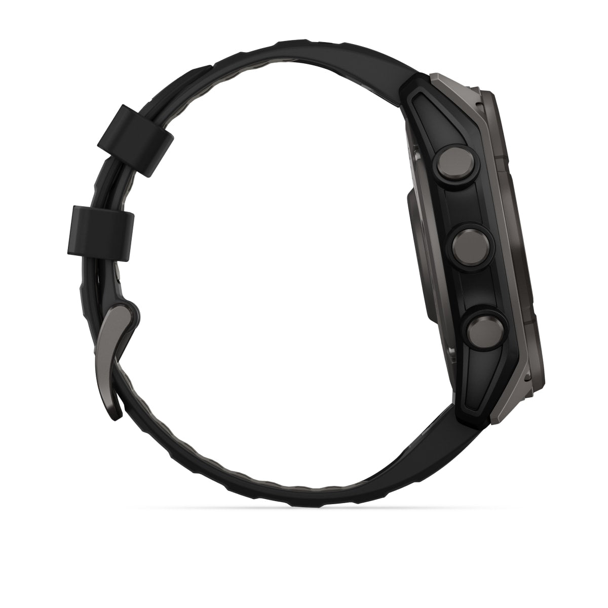 fēnix® 8 – 51 mm, Solar, Sapphire, Carbon Grey DLC-Titanium mit Schwarz/Pebble Grey Silikonarmband – Garmin