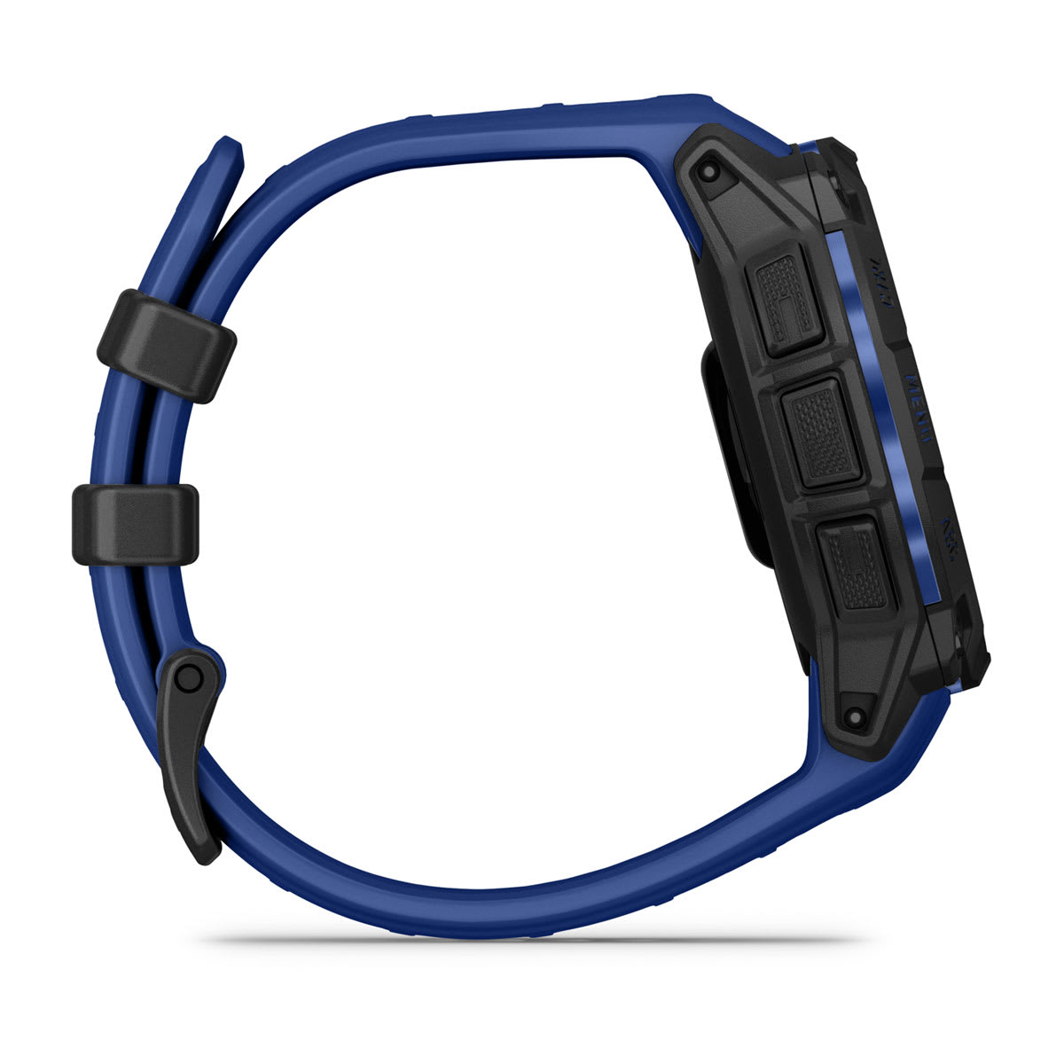 Instinct® 3 – 45 mm, AMOLED, Schwarz mit Bolt Blue/Schwarz Armband – Garmin