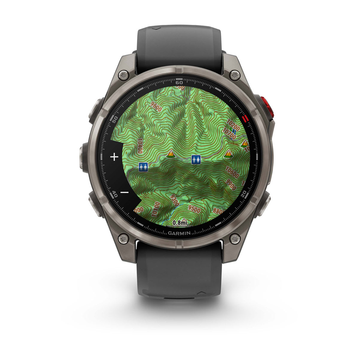 fēnix® 8 Pro – 47 mm, AMOLED, Sapphire, Titan mit Silikonarmband in Graphite/Schwarz – Garmin